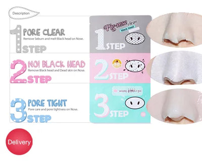 Holika Holika Pig Nose Clear Black Head 3-Step Kit 粉紅豬鼻強效去黑頭收毛孔3連貼