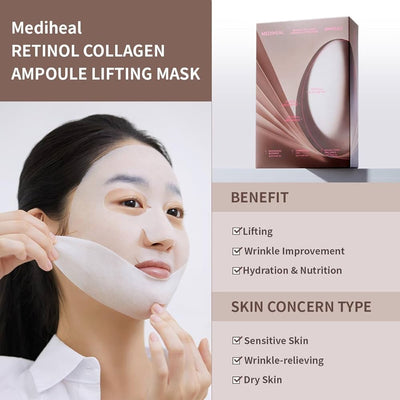 Mediheal Retinol Collagen Ampoule Lifting Mask 視黃醇膠原蛋白霜提升面膜 4pcs