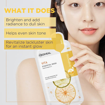 Mediheal Vita Essential Brightening Mask 維他命精華亮白面膜 10pcs