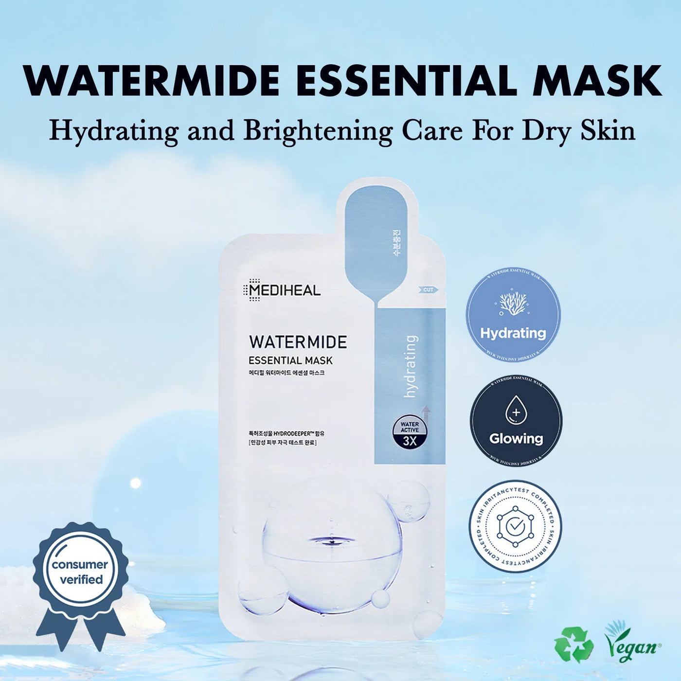 Mediheal Watermide Essential Hydrating Mask 精華保濕提亮面膜 10pcs