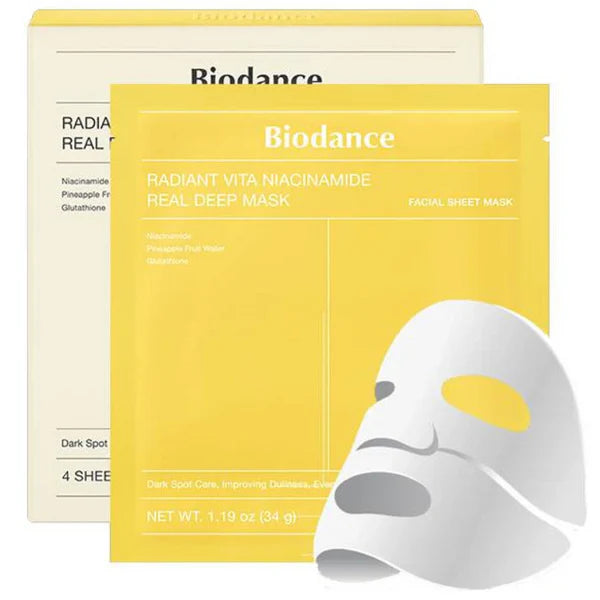 Biodance Radiant Vita Niacinamide Real Deep Mask 菸鹼醯胺煥膚深層面膜 4pcs