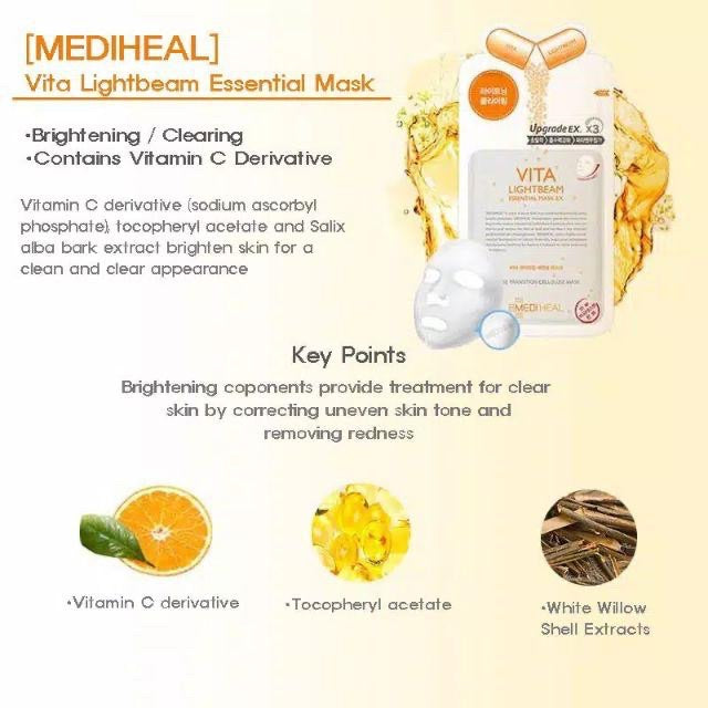 Mediheal Vita Essential Brightening Mask 維他命精華亮白面膜 10pcs