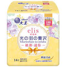 Elleair Elis Ultra Thin Mini Sanitary Pads 大王光羽奢适系列极薄棉柔 180mm 14pcs