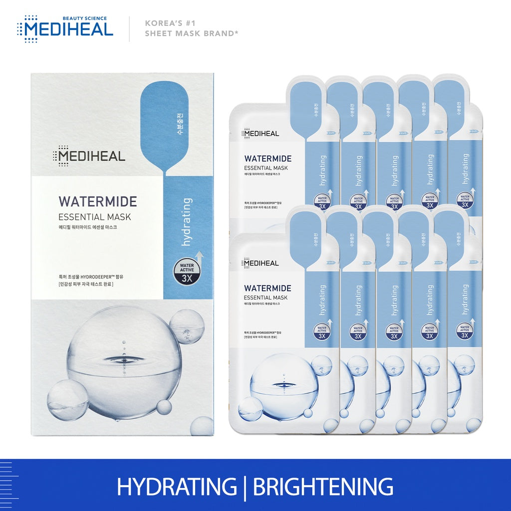 Mediheal Watermide Essential Hydrating Mask 精華保濕提亮面膜 10pcs