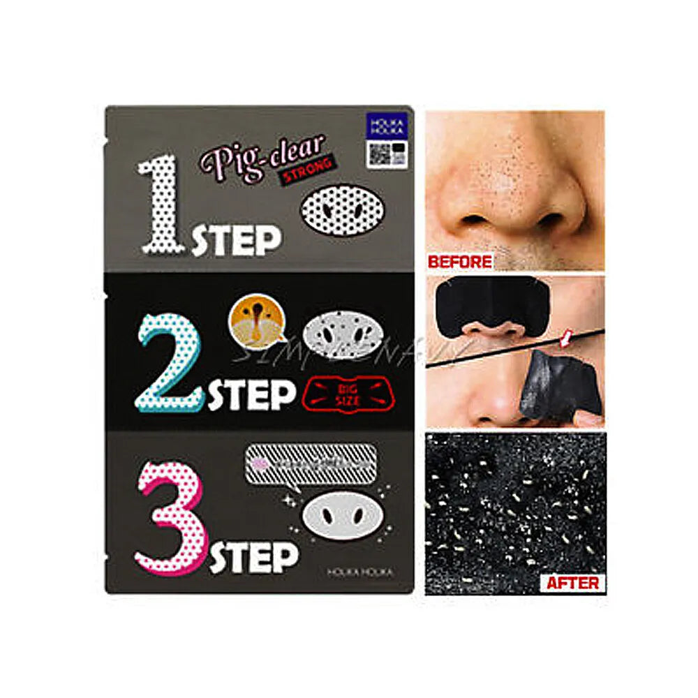 Holika Holika Pig-nose Clear Black Head 3-step Kit (Enhanced Edition) 豬鼻強效去黑頭收毛孔3連貼 (加強版)