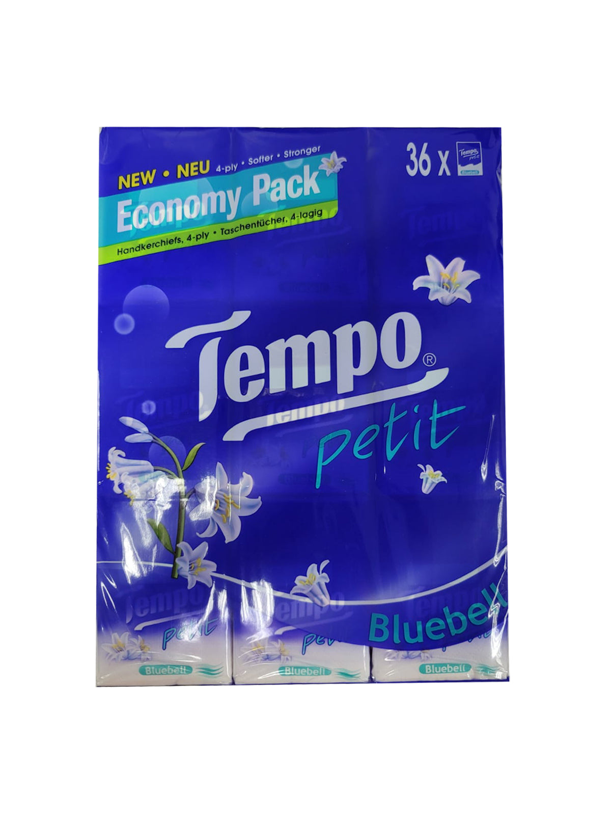 Tempo Petit 4ply Handkerchiefs 德寶紙巾 (Bluebell 藍風鈴) 36pcs