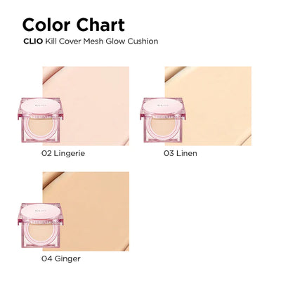 CLIO Kill Cover Mesh Glow Cushion 網狀明亮氣墊 SPF50+ PA++++ 15gx2 (3 types/3款)